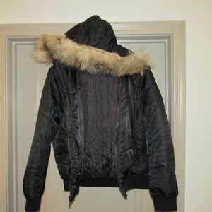 GUESS Faux-Fur Hooded Puffer Jacket
